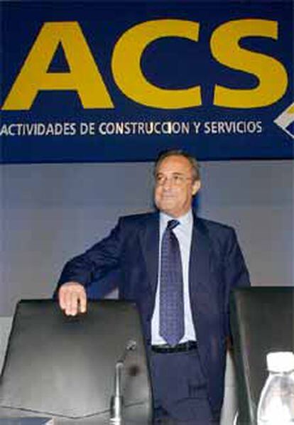 Florentino Pérez, durante la junta de accionistas de ACS de hoy.