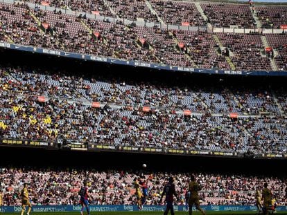 Vista del Camp Nou en el partit del Barça contra el Llevant, el passat 26 de setembre.