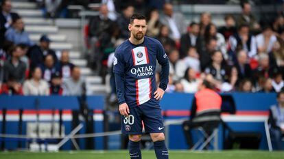 Leo Messi, jugador del PSG, en el último partido de Liga, contra el Lorient, el domingo.