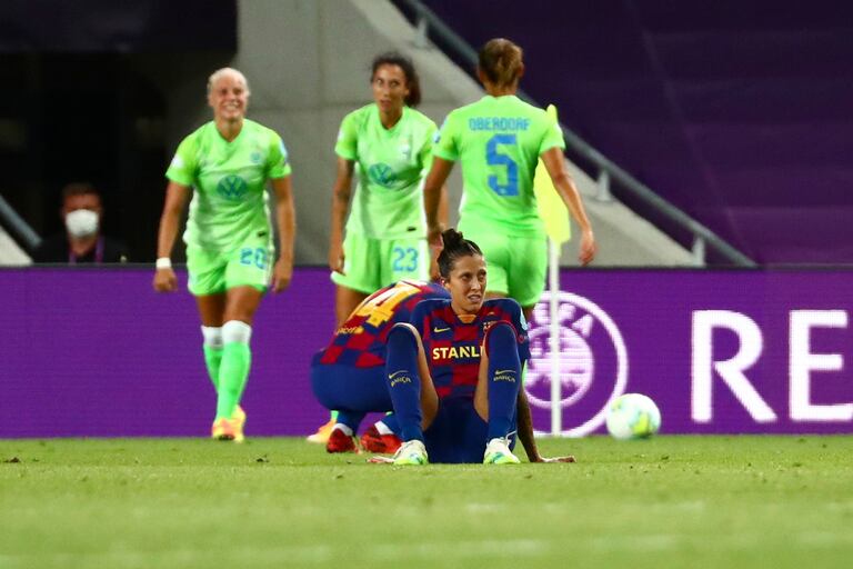 Jenni Hermoso, tras perder ante el Wolfsburgo este martes en Anoeta en las semifinales de la Champions.