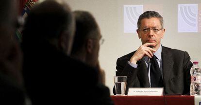 Alberto Ruiz-Gallardón, este jueves en Madrid durante un acto con la comunidad sefardí.