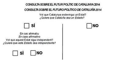 El 9 de noviembre de 2014, 1,8 millones de personas votaron a favor de la independencia de Cataluña. Un tercio de los llamados a votar acudieron a las urnas y, de ellos, el 80,76% dijeron 'sí' a las dos preguntas formuladas: “¿Quiere que Cataluña sea un Estado?” y, en caso afirmativo, “¿Quiere que este Estado sea independiente?”. Un 10,07% de los votantes han votado 'sí' a un Estado, pero no a su independencia de España. El 'no' a ambas cuestiones apenas ha alcanzado un 4,54%.