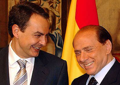 José Luis Rodríguez Zapatero y el primer ministro italiano, Silvio Berlusconi, en Roma.