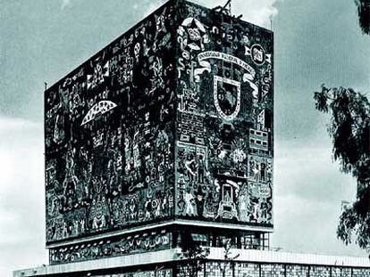 La Biblioteca Central Universitaria de México, de 1950, obra de Juan O&#39;Gorman.