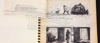 Cuaderno con el &#039;story board&#039; de la secuencia inicial de &#039;Blade Runner 2&#039;, cuando se pens&oacute; para la primera.