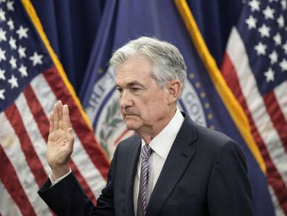 Jerome Powell jura su segundo mandato como presidente de la Fed el pasado 23 de mayo.  