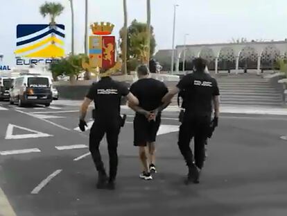 Uno de los detenidos en la operación de la Policía Nacional y la policía italiana en Canarias.