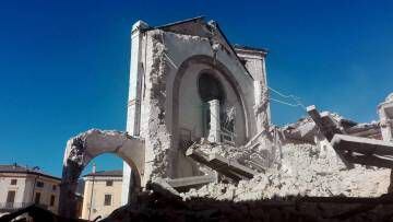 La basílica de San Benedicto en Norcia, tras el terremoto.