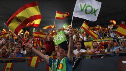 Asistentes al acto de Vox, este domingo.