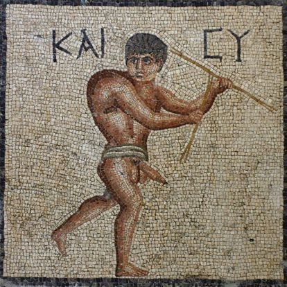 Mosaico romano conocido como &#039;El jorobado feliz&#039;, en Antioqu&iacute;a (Turqu&iacute;a).