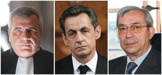 Imágenes del expresidente Sarkozy, el abogado Thierry Herzogy el juez Gilbert Azibert.