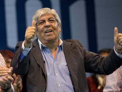 El líder sindical Hugo Moyano durante un evento de lanzamiento de su nuevo partido político en Buenos Aires (Argentina), en mayo de 2013.