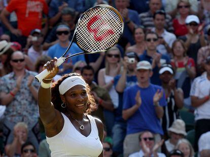 Serena Williams celebra una victoria en Wimbledon, en 2009.