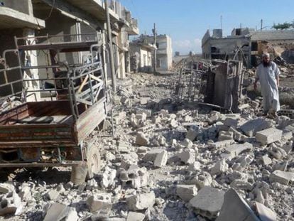 Edificios derrumbados en Qusair tras la ofensiva del r&eacute;gimen sirio.