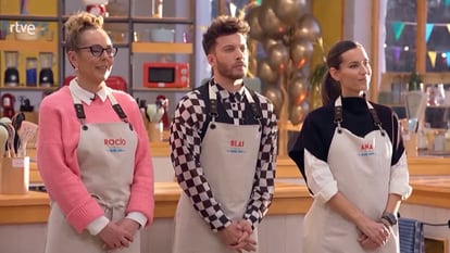 De izquierda a derecha, Rocío Carrasco, Blas Cantó y Ana Boyer, finalistas de 'Bake Off: famosos al horno'.