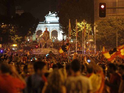 Celebración de la victoria de España en el Mundial de fútbol de Sudáfrica, en julio de 2010.