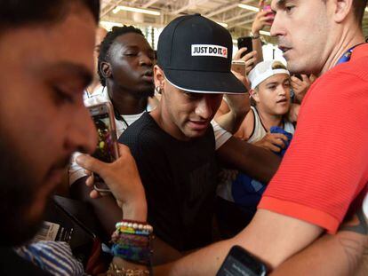 Neymar, durante el acto publicitario, en Miami.