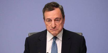 El presidente del Banco Central Europeo (BCE), Mario Draghi, en una rueda de presna del BCE.