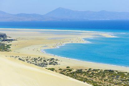 La isla canaria de Fuerteventura coloca otra de sus playas entre los arenales mejor valorados por los usuarios de TripAdvisor. Sotavento, en Jandía (al sur), ocupa el puesto número seis de este ‘ranking’. Un arenal de unos cuatro kilómetros de largo que tiene como una de sus características principales la barra de arena blanca de hasta 300 metros de ancho. Además, es un punto de encuentro obligado para amantes del windsurf y el kitefurf. Más información: <a href="http://visitfuerteventura.es/" target="_blank">visitfuerteventura.es</a>