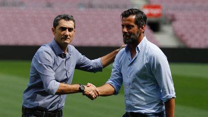 Valverde y S&aacute;nchez Flores recuperan la tradici&oacute;n foto del derbi catal&aacute;n. 