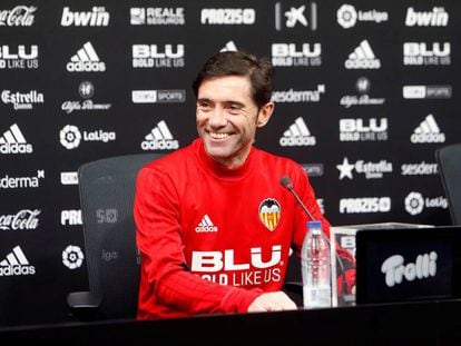 Marcelino, durante la rueda de prensa de este mi&eacute;rcoles.