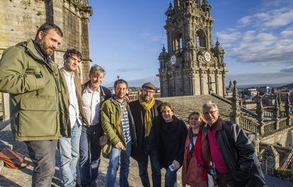 Alcaldes de candidaturas de confluencia de toda España, durante un encuentro en Santiago.