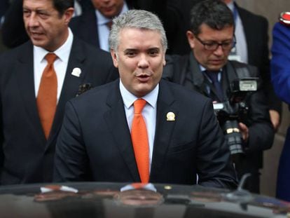 El presidente colombiano, Iván Duque, este martes en Quito. 