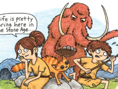 Ilustraci&oacute;n de la portada de &#039;Lucy y Andy Neandertal&#039;, de Jeffrey Brown.