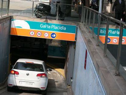 Entrada del aparcamiento de BAMSA, en la plaza Gala Placidia