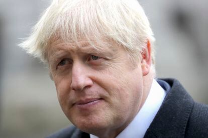 El primer ministro británico, Boris Johnson, este domingo en Whitehall, Londres.