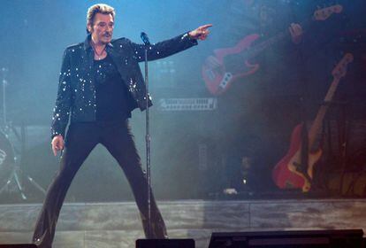 El cantante francés Johnny Hallyday en un concierto en París, en 2009.