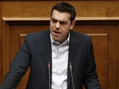 El primer ministro griego, Alexis Tsipras, en el congreso griego.