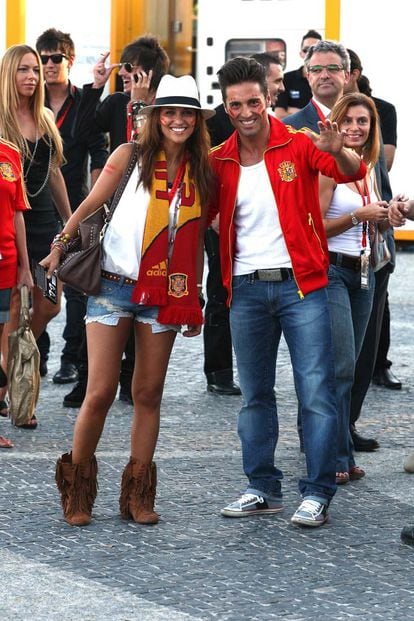 Animando a la selección española cuando el equipo de Del Bosque se hizo con el Mundial.