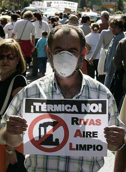 Un manifestante ayer en Rivas.