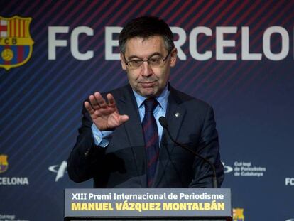 El presidente del FC Barcelona, Josep Maria Bartomeu, en una imagen de archivo. En vídeo, el Barça contrató a una empresa para atacar a los críticos a Bartomeu.