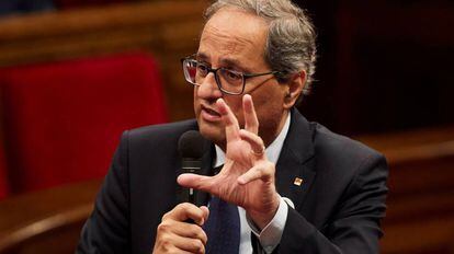 El president de la Generalitat, Quim Torra, durant la sessió de control al Parlament dimecres passat.