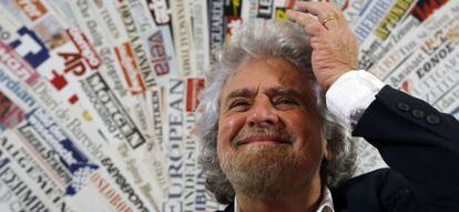 El excómico y líder del Movimiento Cinco Estrellas (MCS), Beppe Grillo, durante una rueda de prensa el pasado 23 de enero.