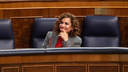 La ministra de Hacienda y Función Pública, María Jesús Montero, este jueves en el Congreso.