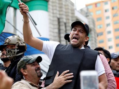Luis Fernando Camacho durante una protesta contra Evo Morales este domingo.