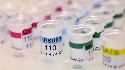 Test tubes used to check Insulin in the Research of Diabetes for the treatment of diabetics.