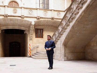 El presidente de la Generalitat, Pere Aragonès, espera a las autoridades para inaugurar la Cumbre para la Macrorregión Mediterránea, este viernes en Barcelona.