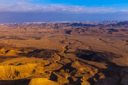 El desierto de Negev, en Israel, divisado desde la ciudad de Mitzpe Ramon.