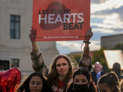 Manifestantes contra el aborto, frente al Tribunal Supremo de EE UU, en una foto de archivo.