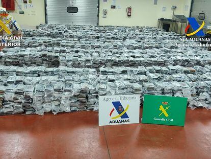 Imagen de las cinco toneladas de cocaína intervenidas en el Puerto de Valencia.