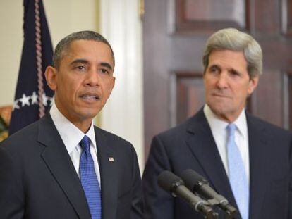Barack Obama durante su presentación de John Kerry como nuevo secretario de Estado.