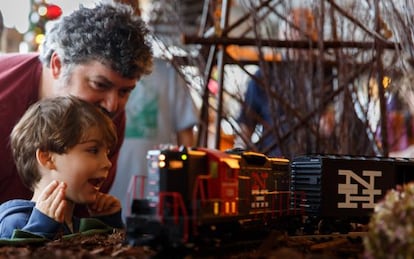 Asistentes al tradicional Holiday Train Show, en el Jardín Botánico de Nueva York.