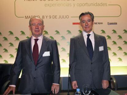Los expresidentes de Bankia, Rodrigo Rato (izquierda), y de Caja Madrid, Miguel Blesa.