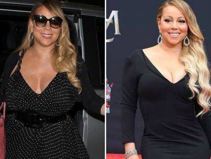 A la izquierda, Mariah Carey en junio, a la derecha, la cantante el 1 de noviembre.