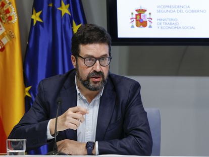 El secretario de Estado de Empleo y Economía Social, Joaquín Pérez Rey, durante una rueda de prensa el pasado viernes.