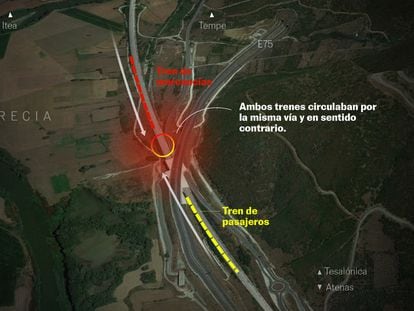 El tramo del accidente en Grecia: así fue la colisión de los dos trenes